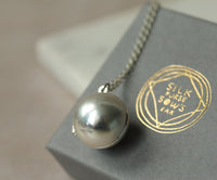 Silver Sphere Ball Locket Necklace