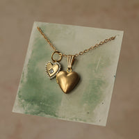 Vintage Heart Charm Locket Necklace