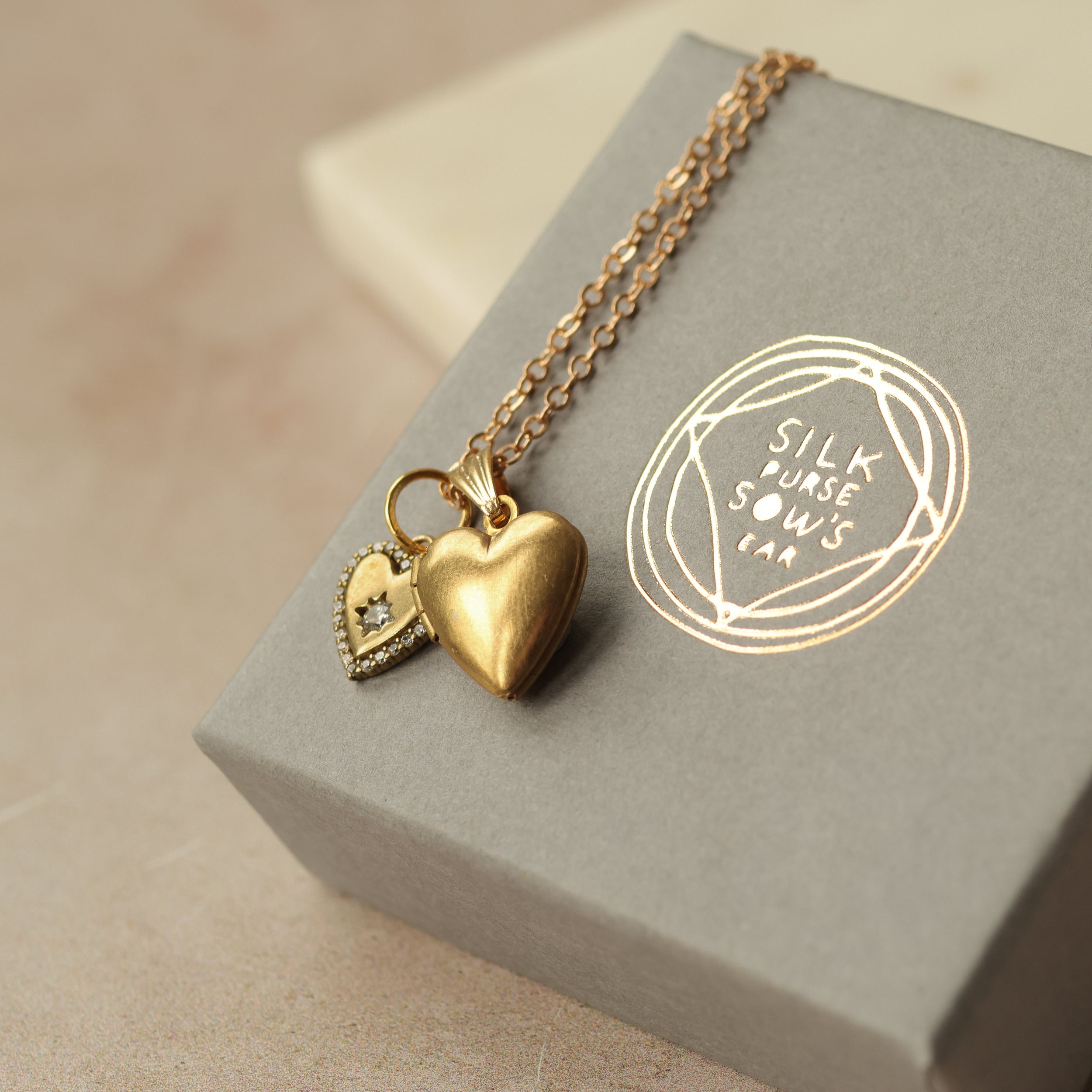 Vintage Heart Charm Locket Necklace