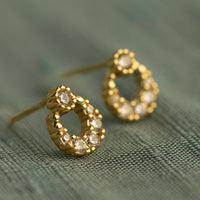 Circle Jewel Stud Earrings