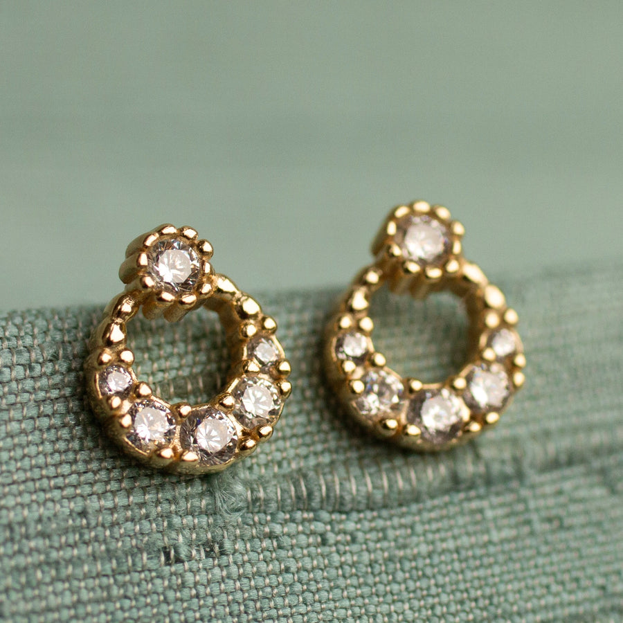 Circle Jewel Stud Earrings