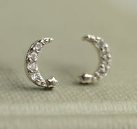 Gold Vermeil Moon Stud Earrings