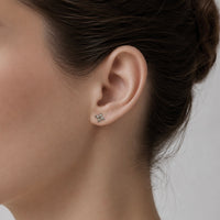Silver Clover Pearl Studs