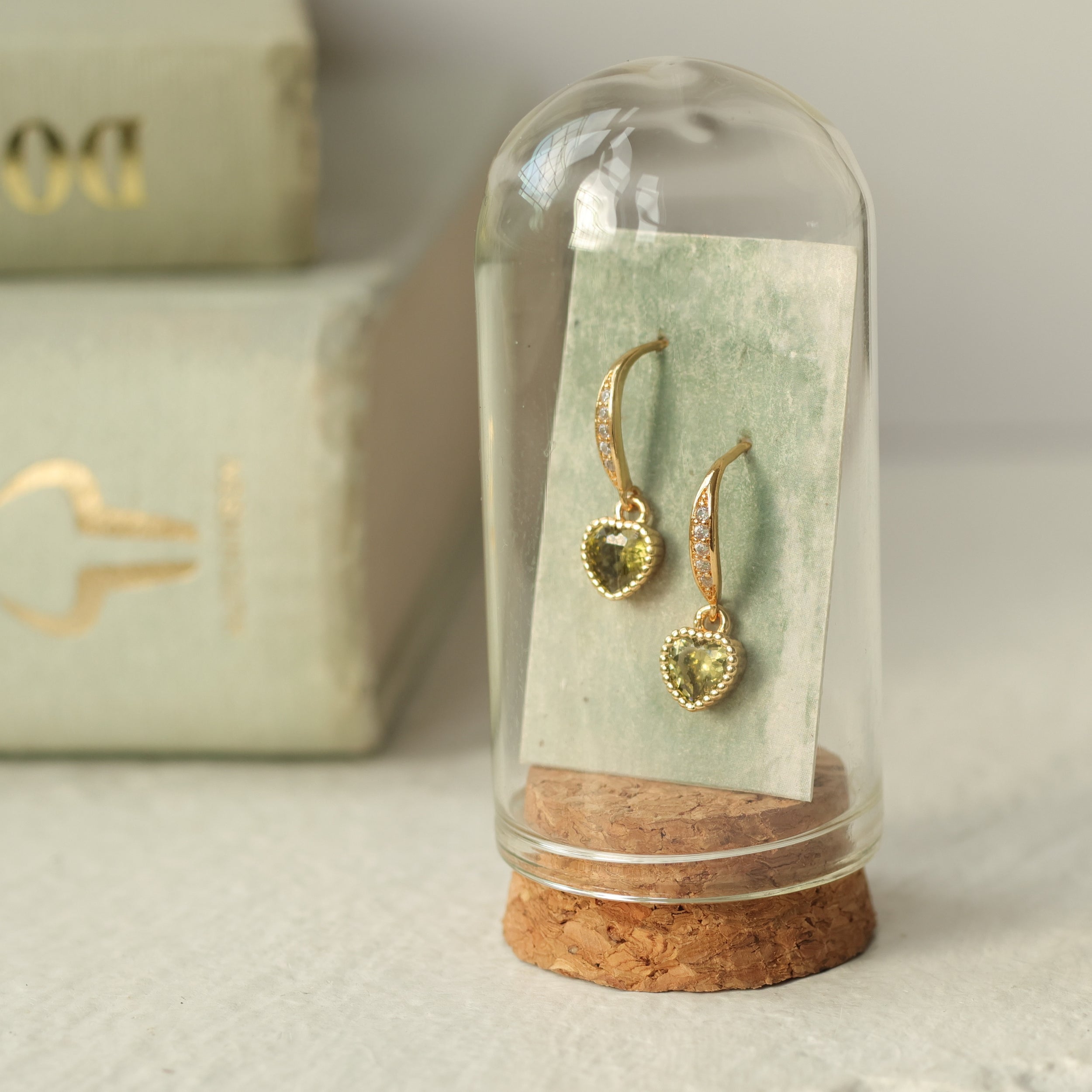 Peridot Green Heart Earrings