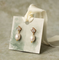 Silver Art Deco Crystal Pearl Earrings
