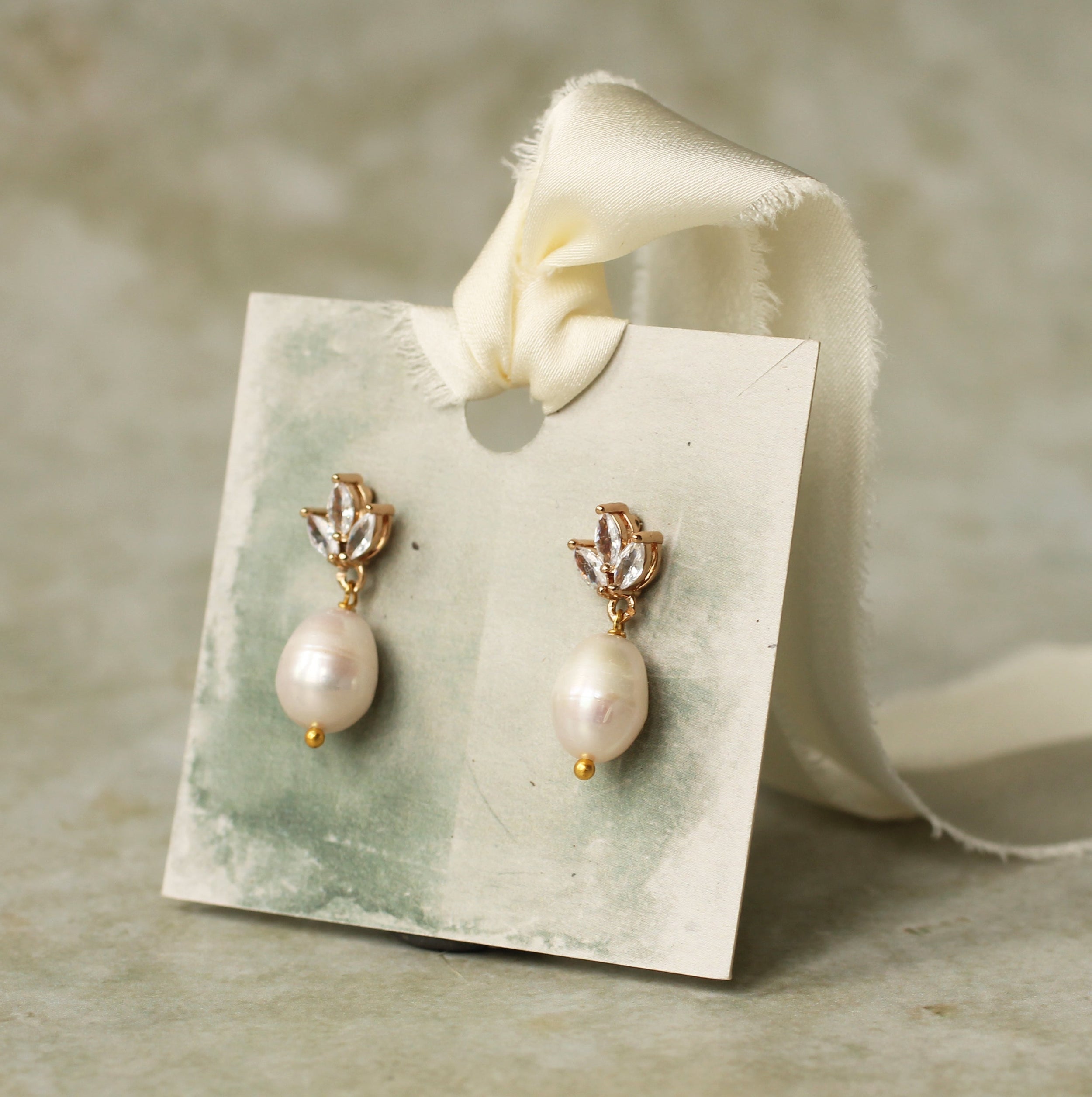 Silver Art Deco Crystal Pearl Earrings