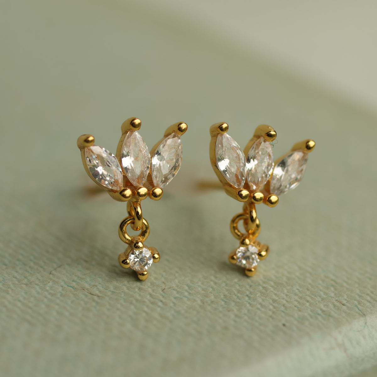 Gold Petal Stud Earrings