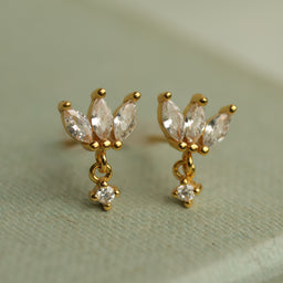 Gold Petal Stud Earrings