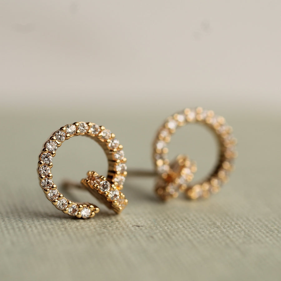 Crystal Hardware Stud Earrings