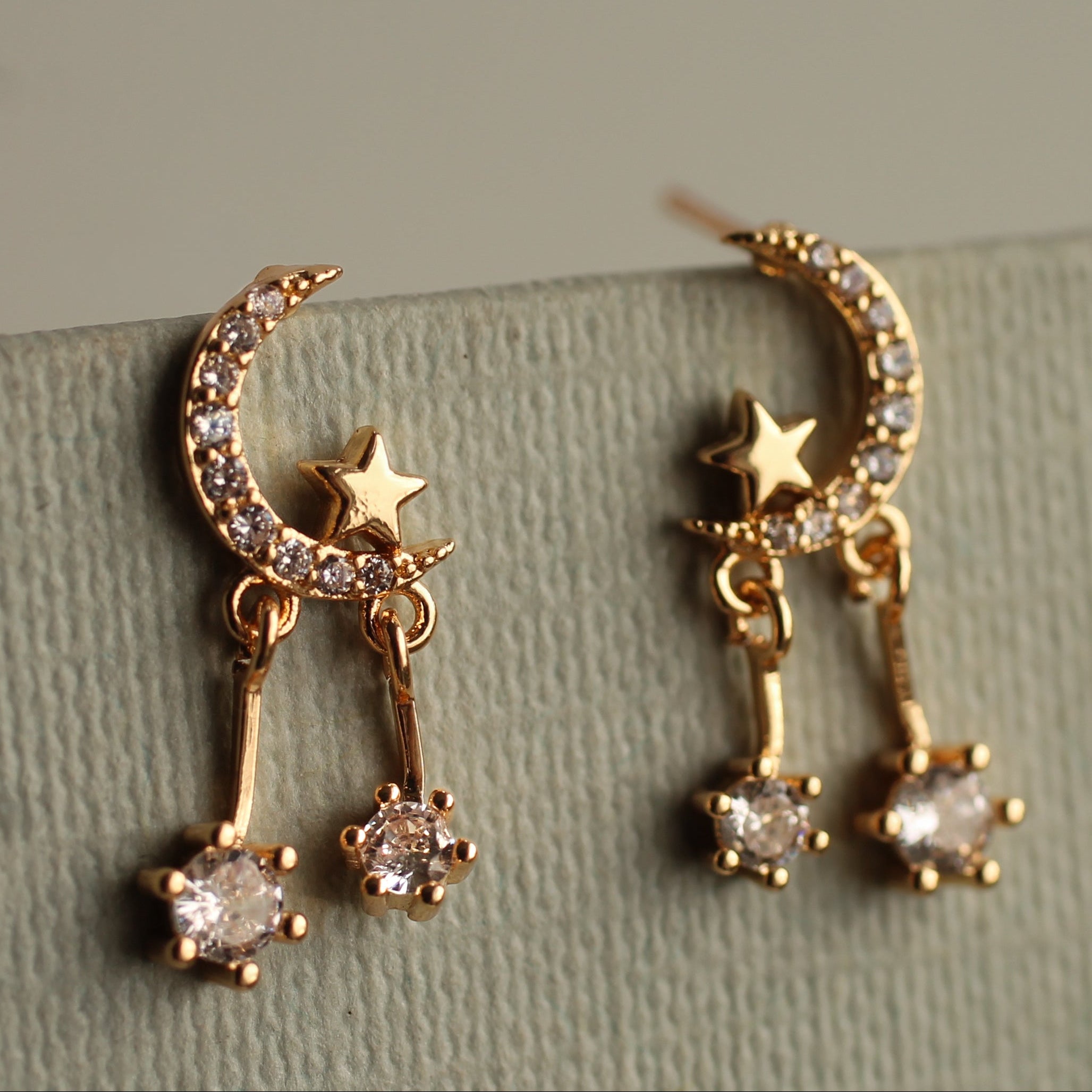 Hanging Moon Stud Earrings