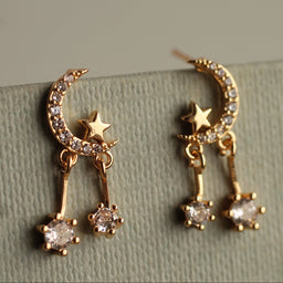 Hanging Moon Stud Earrings