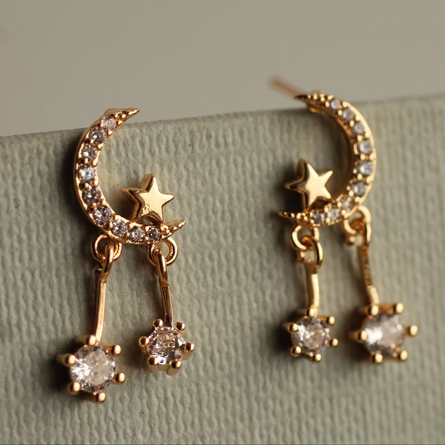 Hanging Moon Stud Earrings