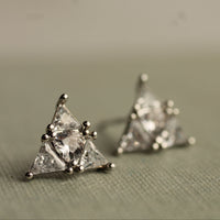 Silver Triangle Stud Earrings
