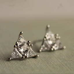 Silver Triangle Stud Earrings
