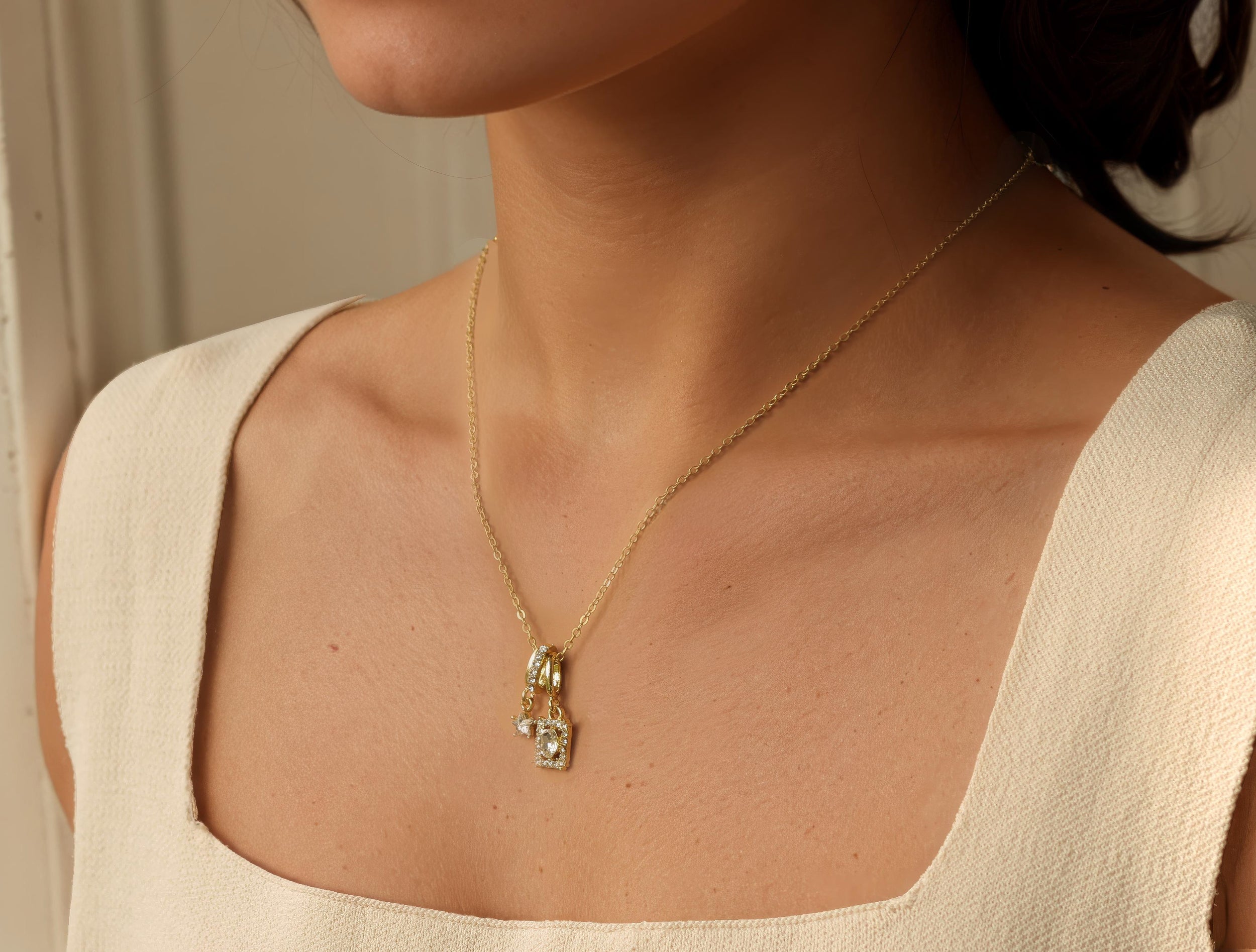Vintage Crystal Charm Necklace