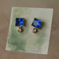 Royal Blue Block Earrings