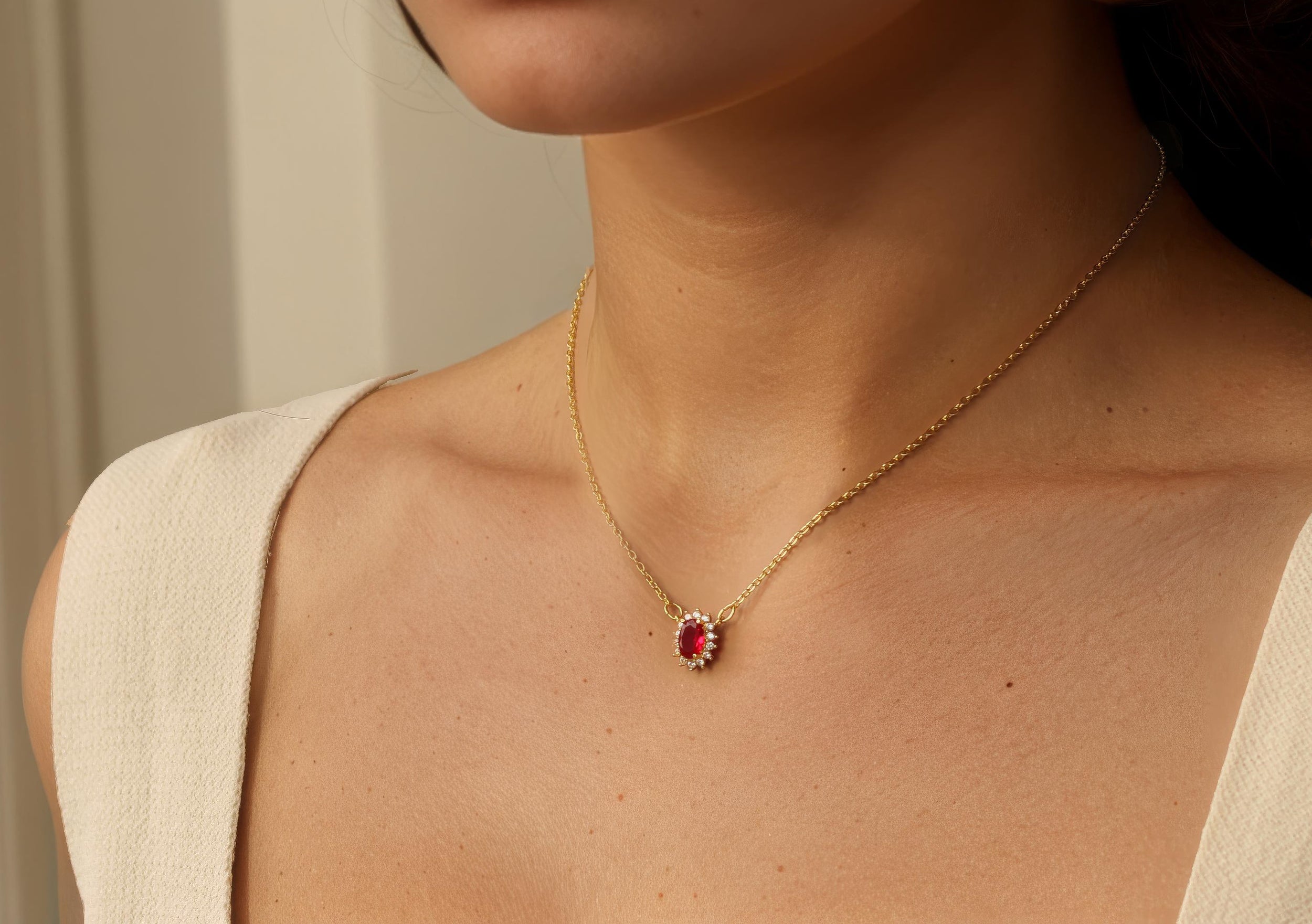 Ruby Oval Regency Jewel Necklace