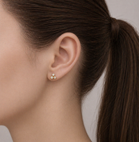 Rustic Crystal Gold Trio Stud Earrings