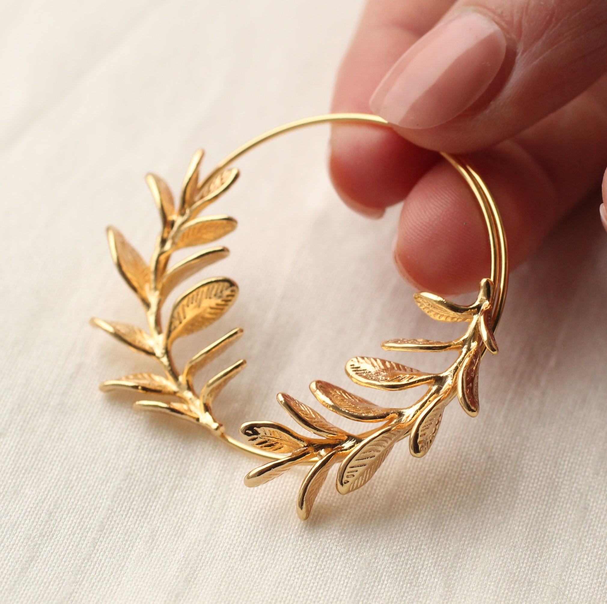 Botanical Leaf Hoop Earrings