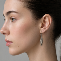Silver Sardine Fish Hoop Earrings