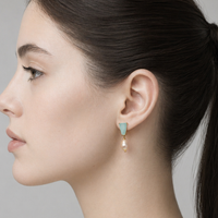 Seafoam Turquoise and Freshwater Pearl Earrings