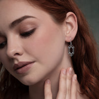 Silver Art Deco Drop Earrings