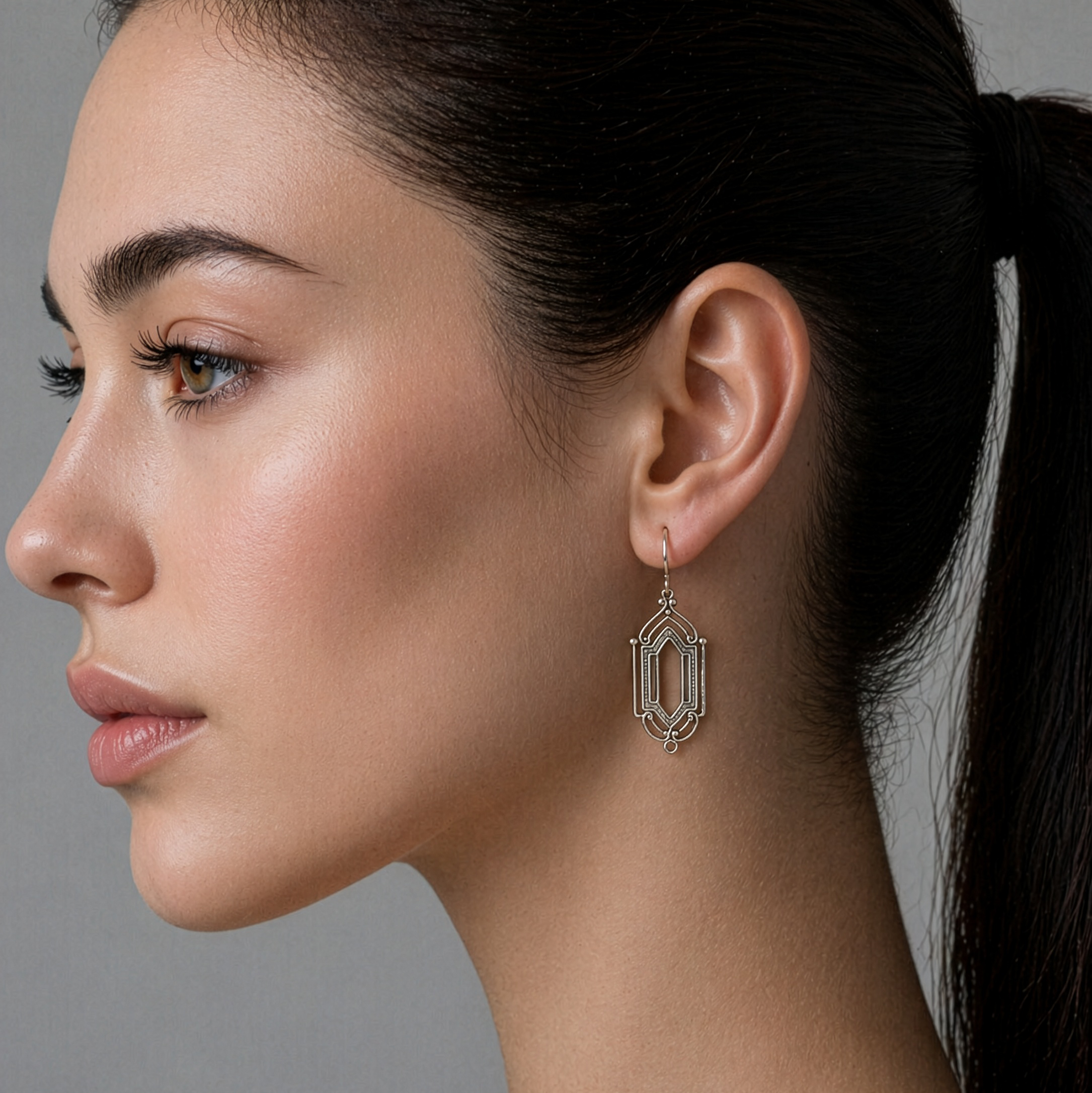 Silver Art Deco Drop Earrings