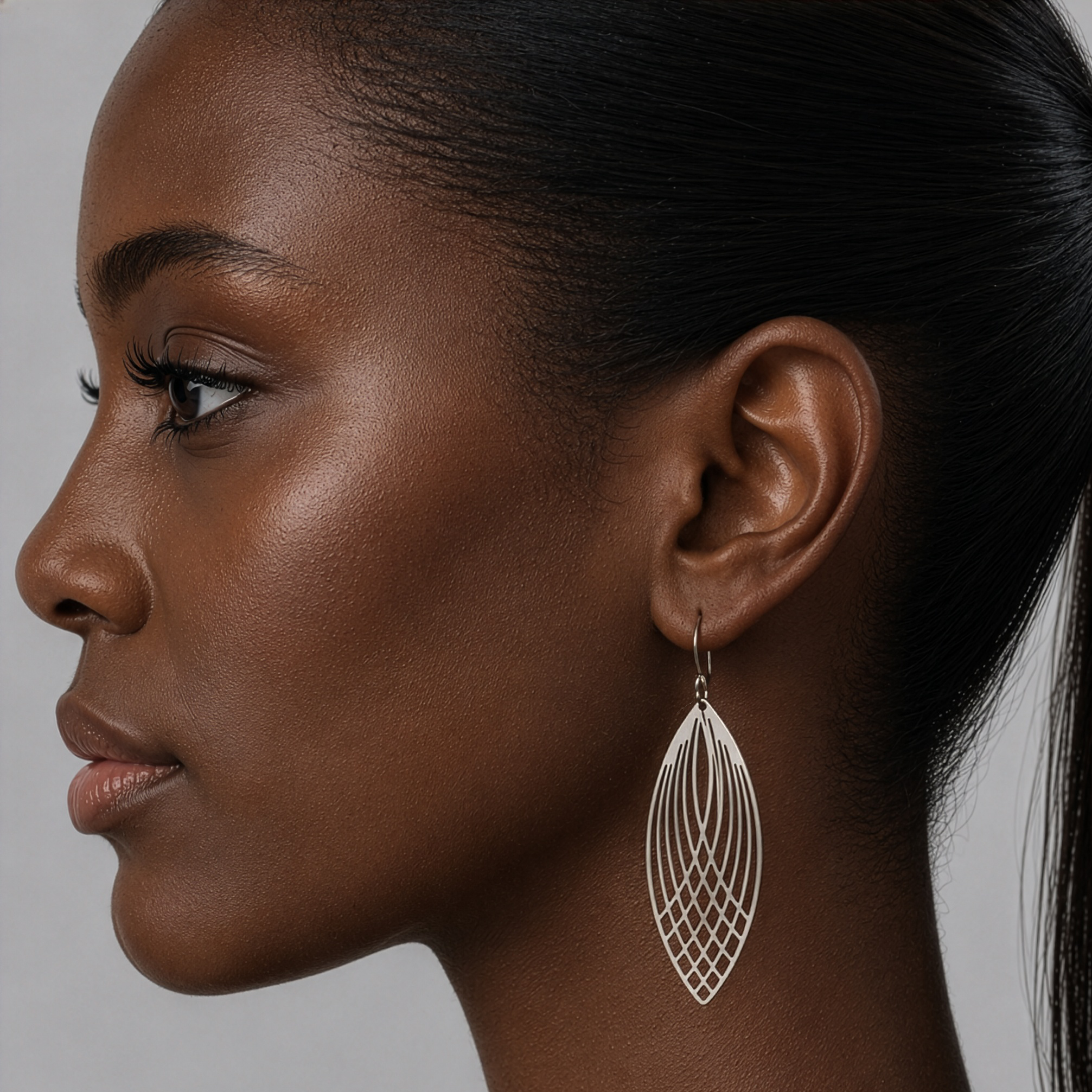 Silver Art Deco Teardrop Earrings