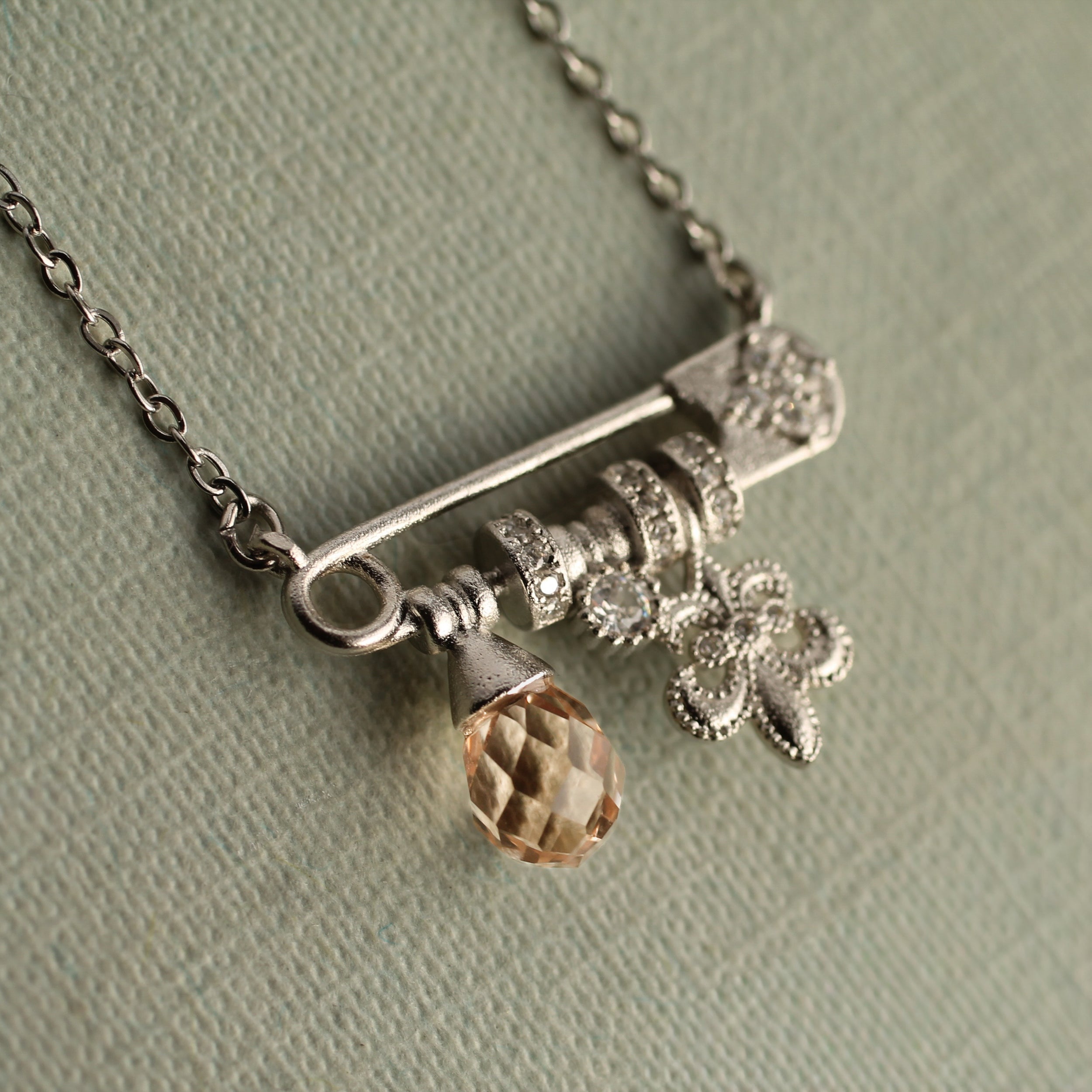 Silver Pin Charm Necklace