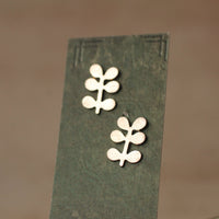 Ancient Silver Leaf Stud Earrings