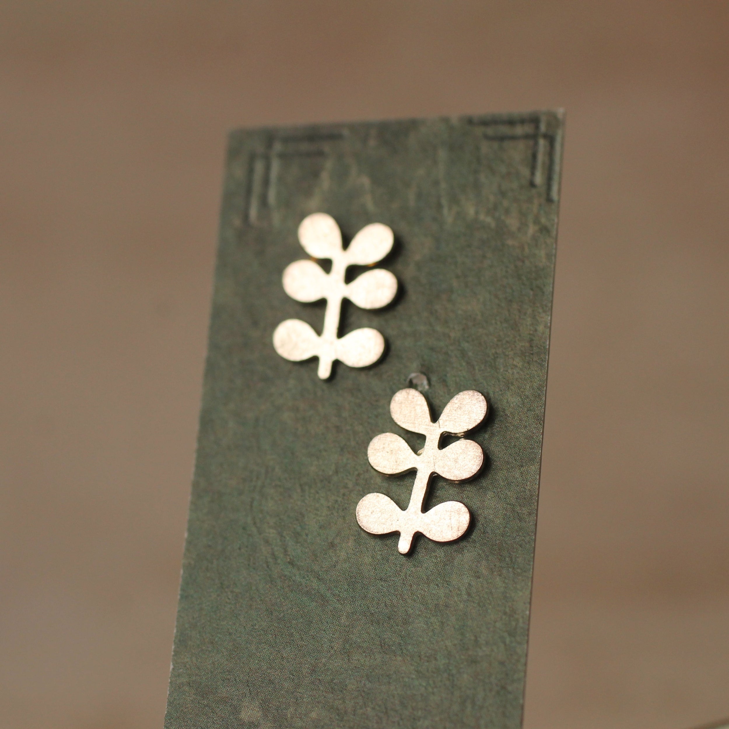 Ancient Silver Leaf Stud Earrings