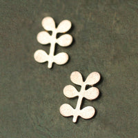 Ancient Silver Leaf Stud Earrings