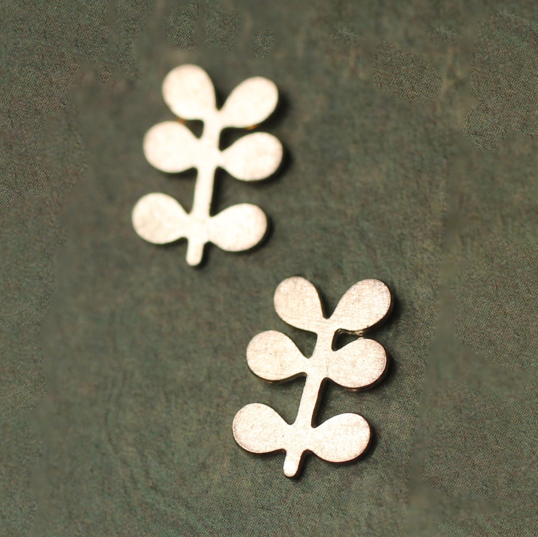 Ancient Silver Leaf Stud Earrings