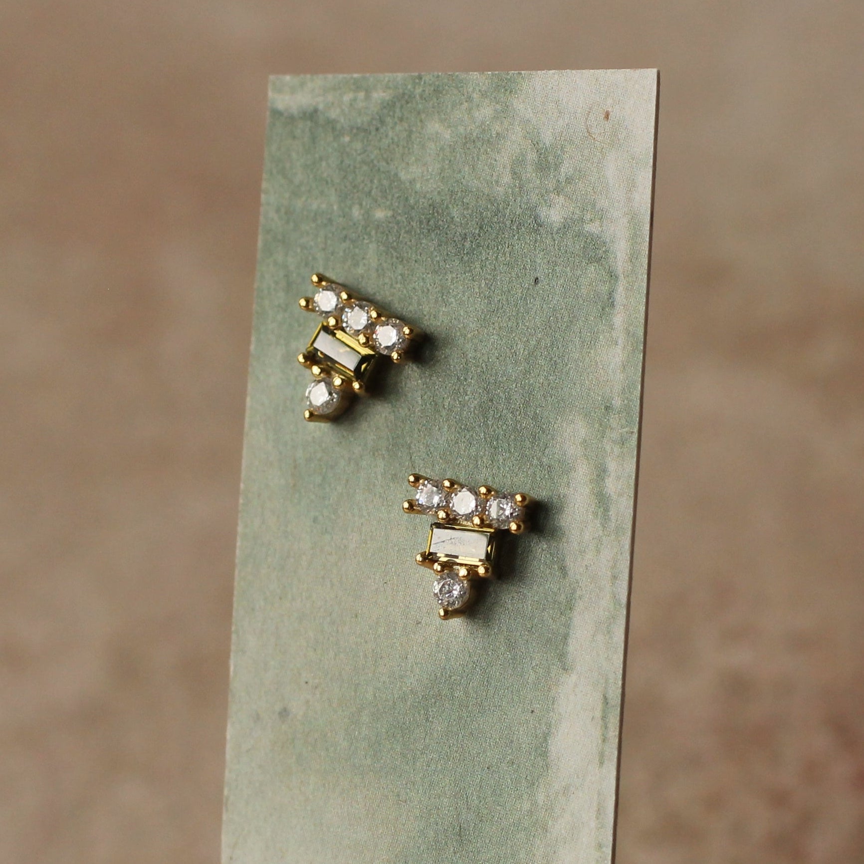 Smoky Quartz Art Deco Stud Earrings