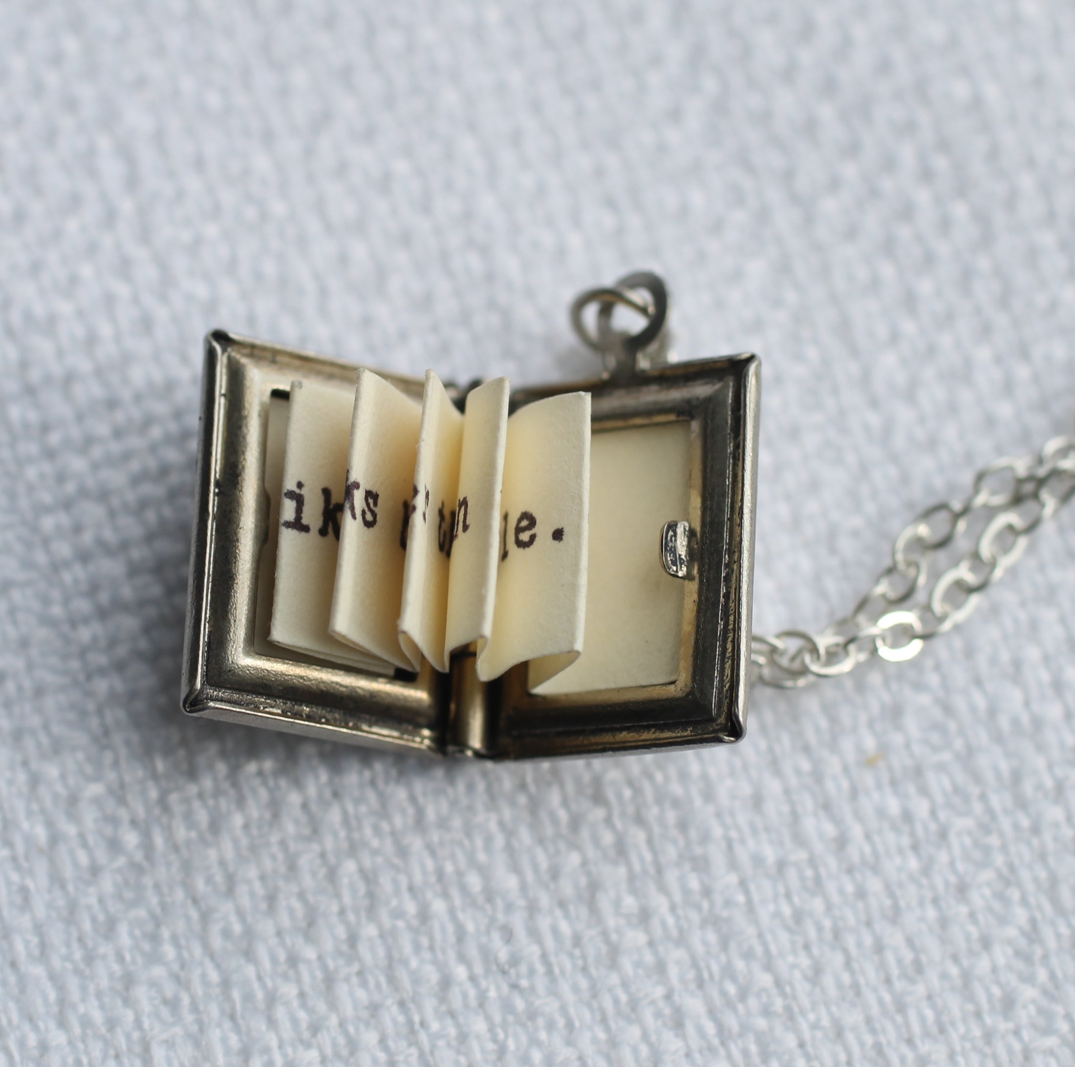 Silver Stripe Book Locket