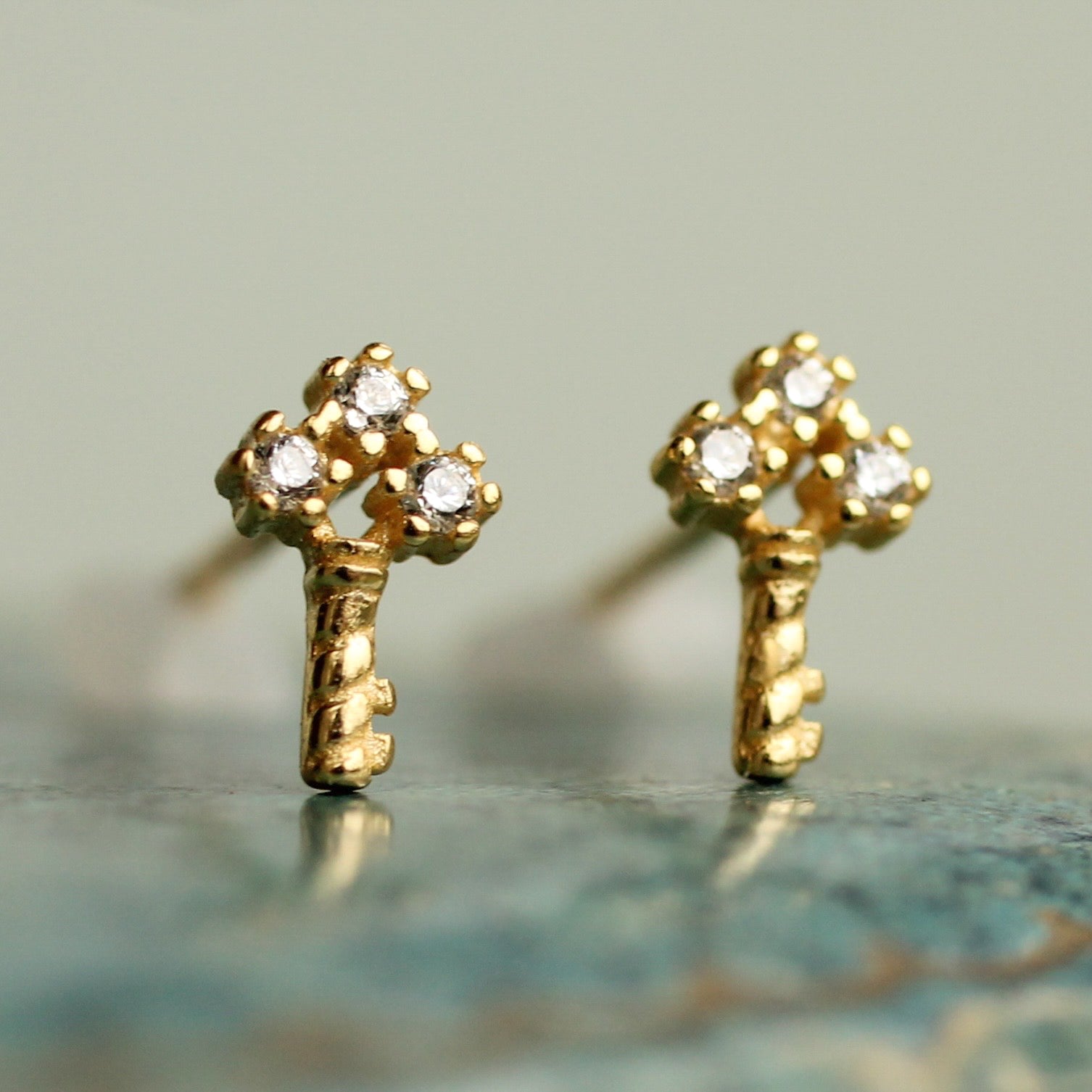Tiny Key Stud Earrings