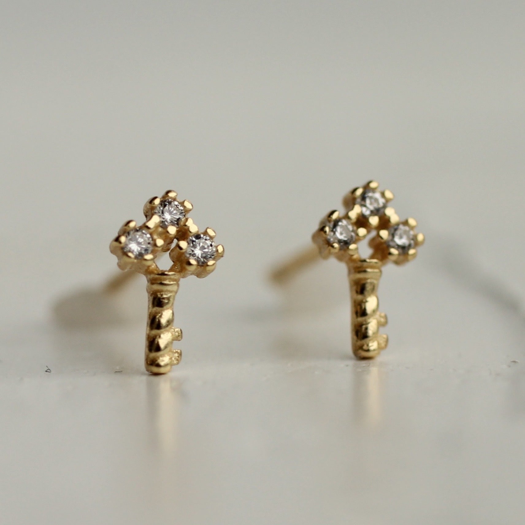 Tiny Key Stud Earrings