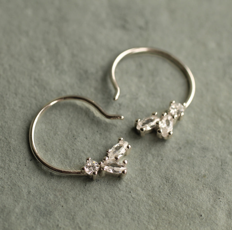 Sterling Silver Tiny Jewel Hoop Earrings