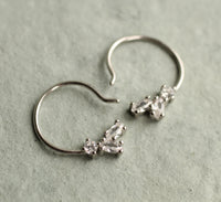 Sterling Silver Tiny Jewel Hoop Earrings