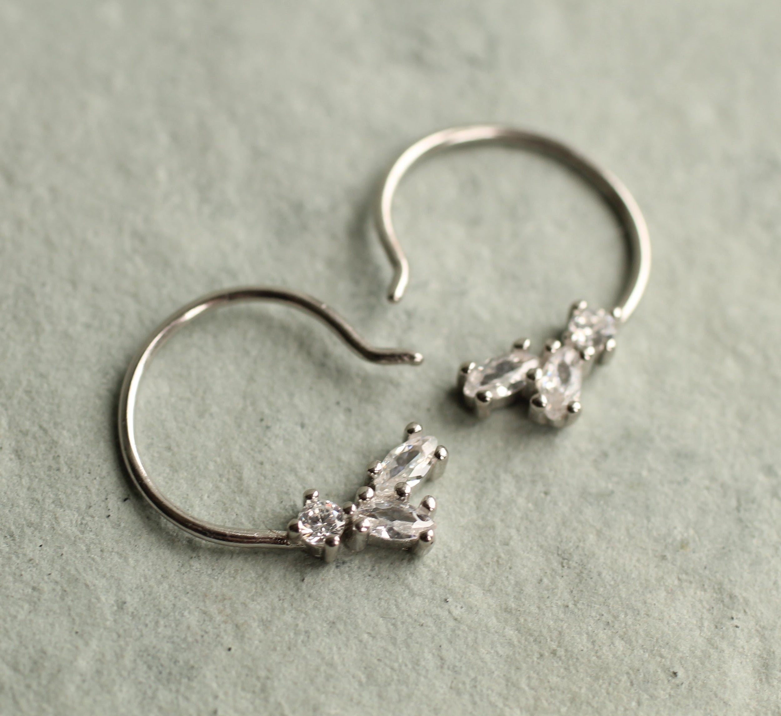 Sterling Silver Tiny Jewel Hoop Earrings