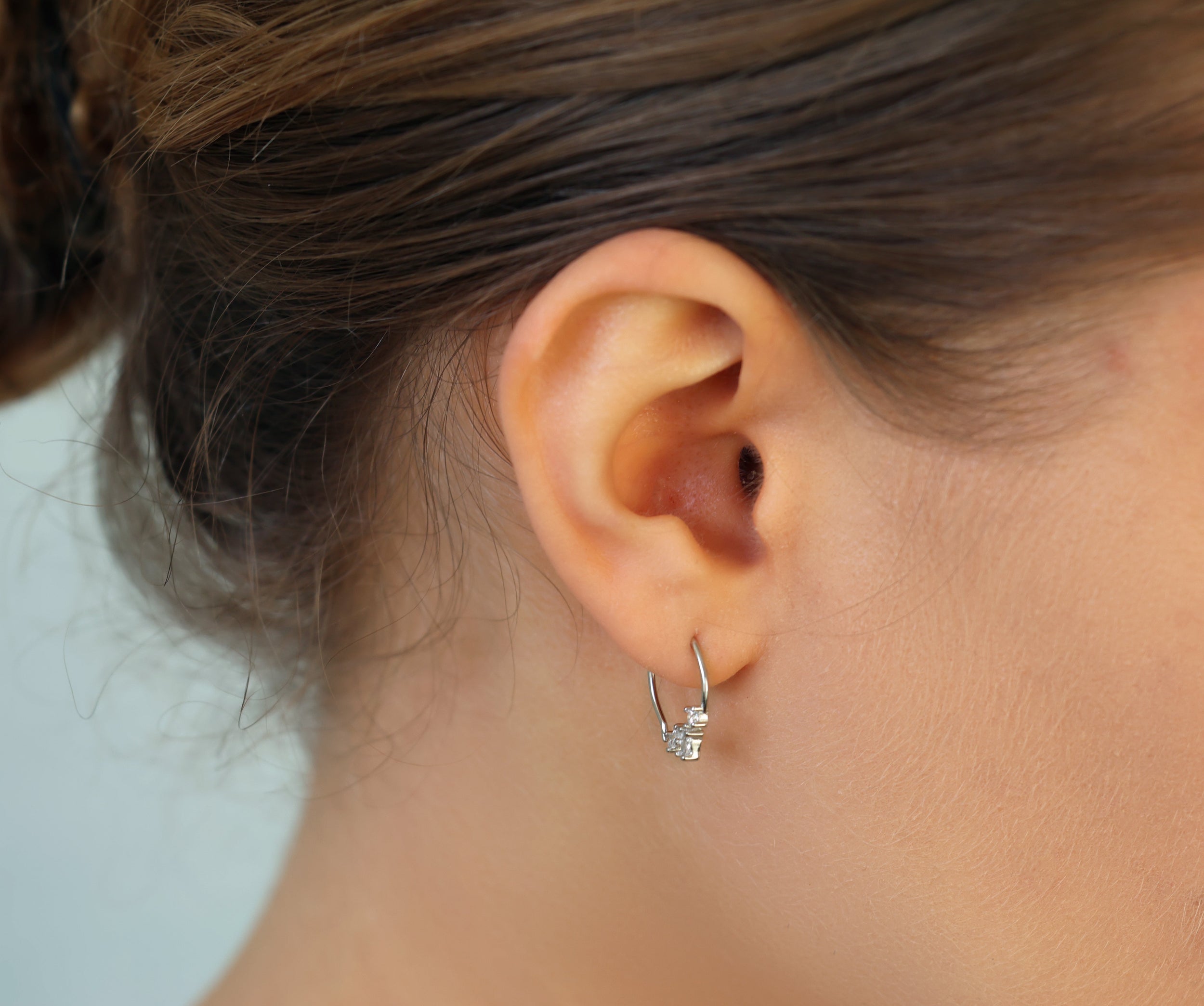 Sterling Silver Tiny Jewel Hoop Earrings