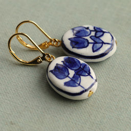 Blue Tulip Flower Earrings