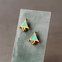 Turquoise Triangle Stud Earrings
