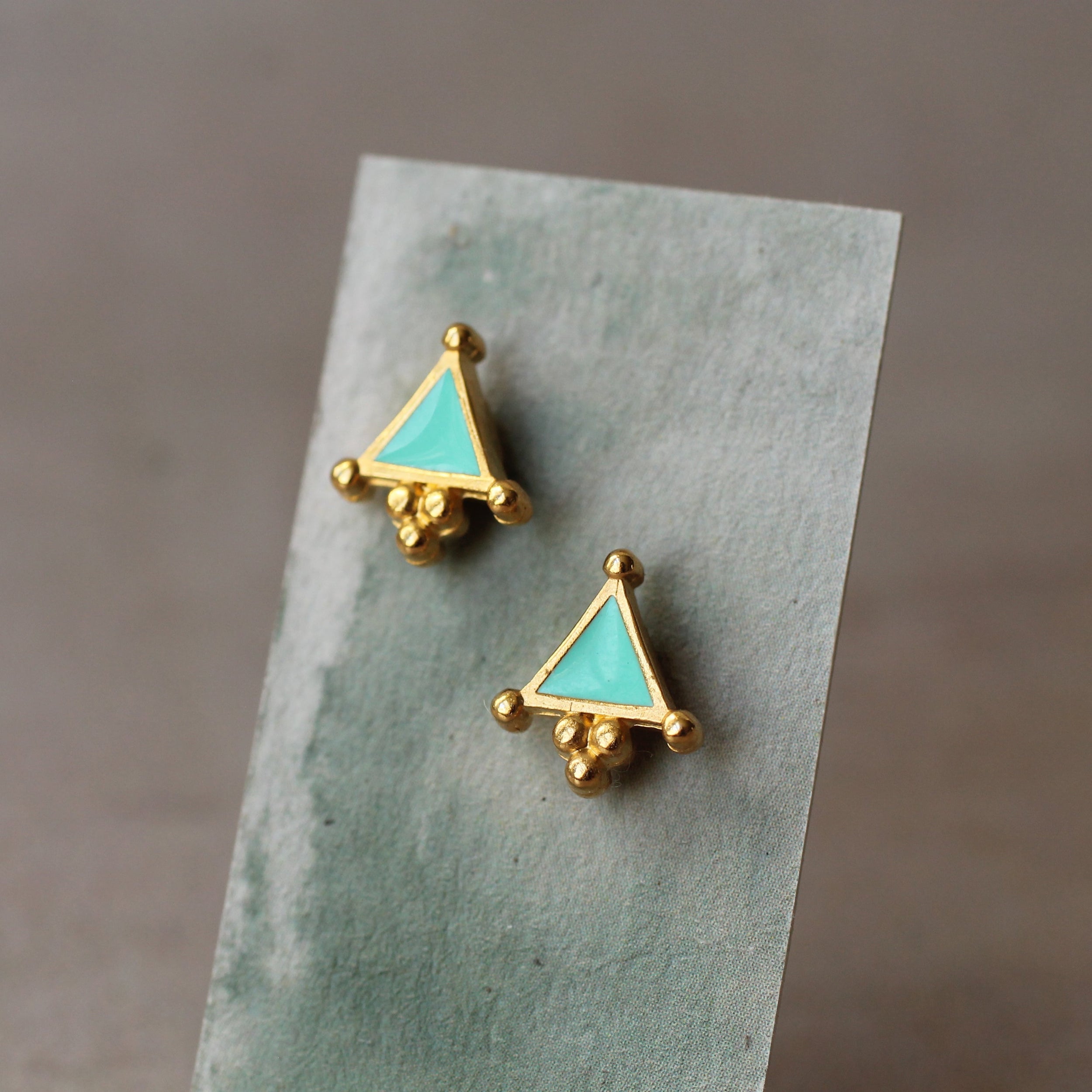 Turquoise Triangle Stud Earrings