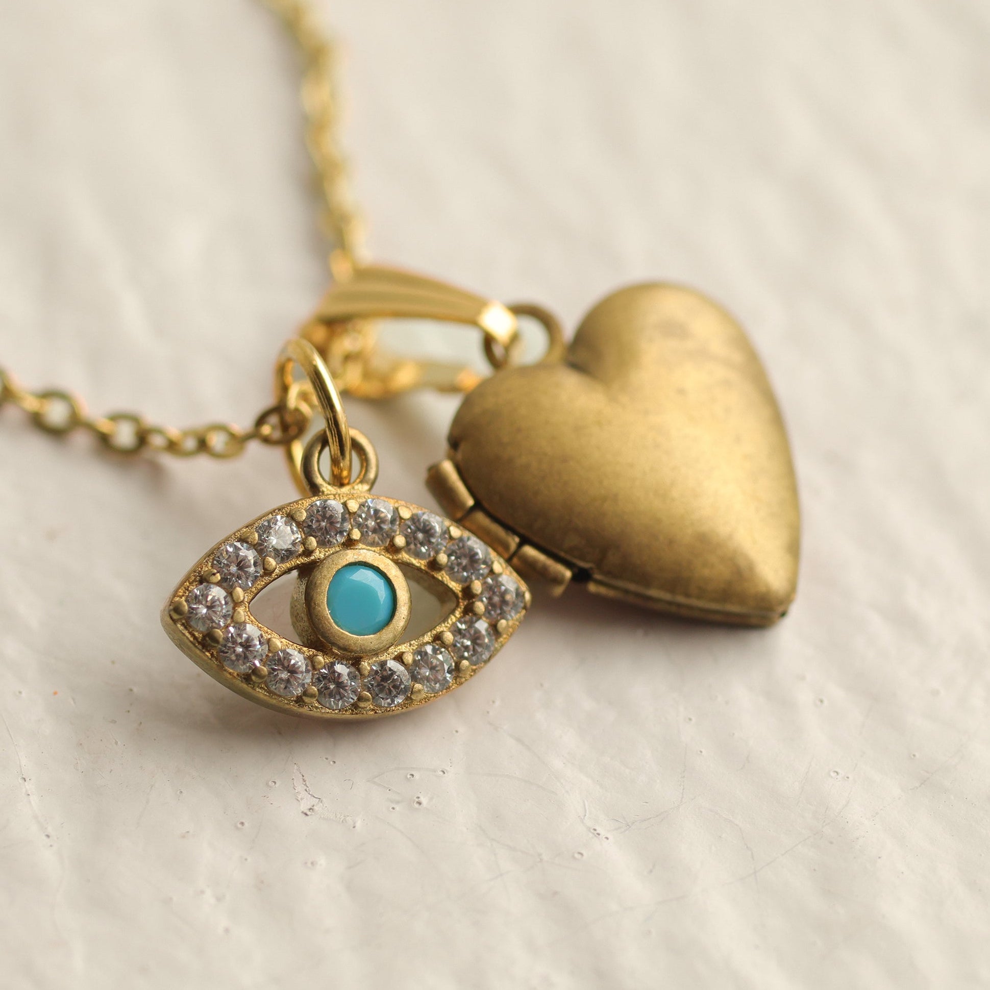 Turquoise Eye Charm Locket Necklace