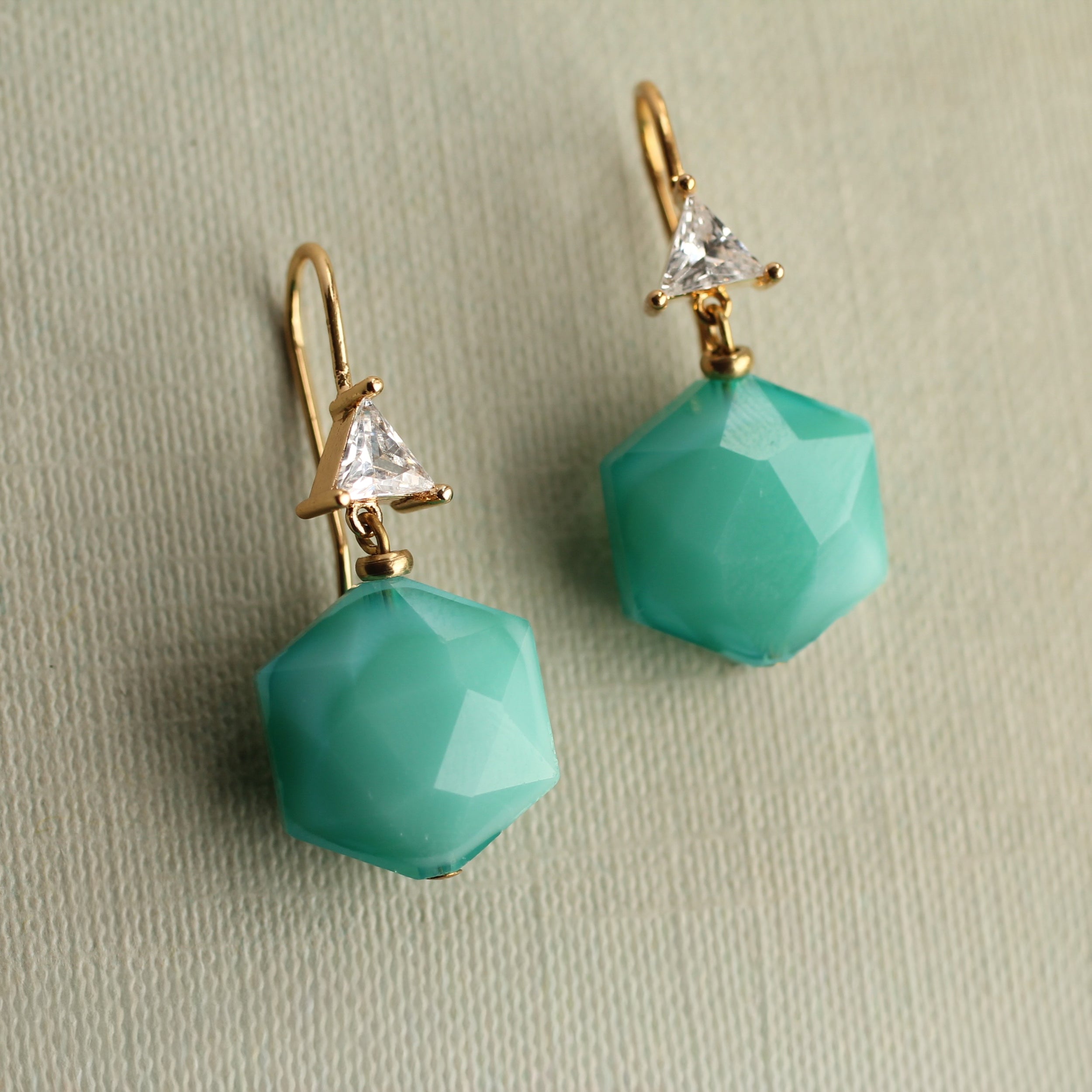Turquoise Hexagon Jewel Earrings