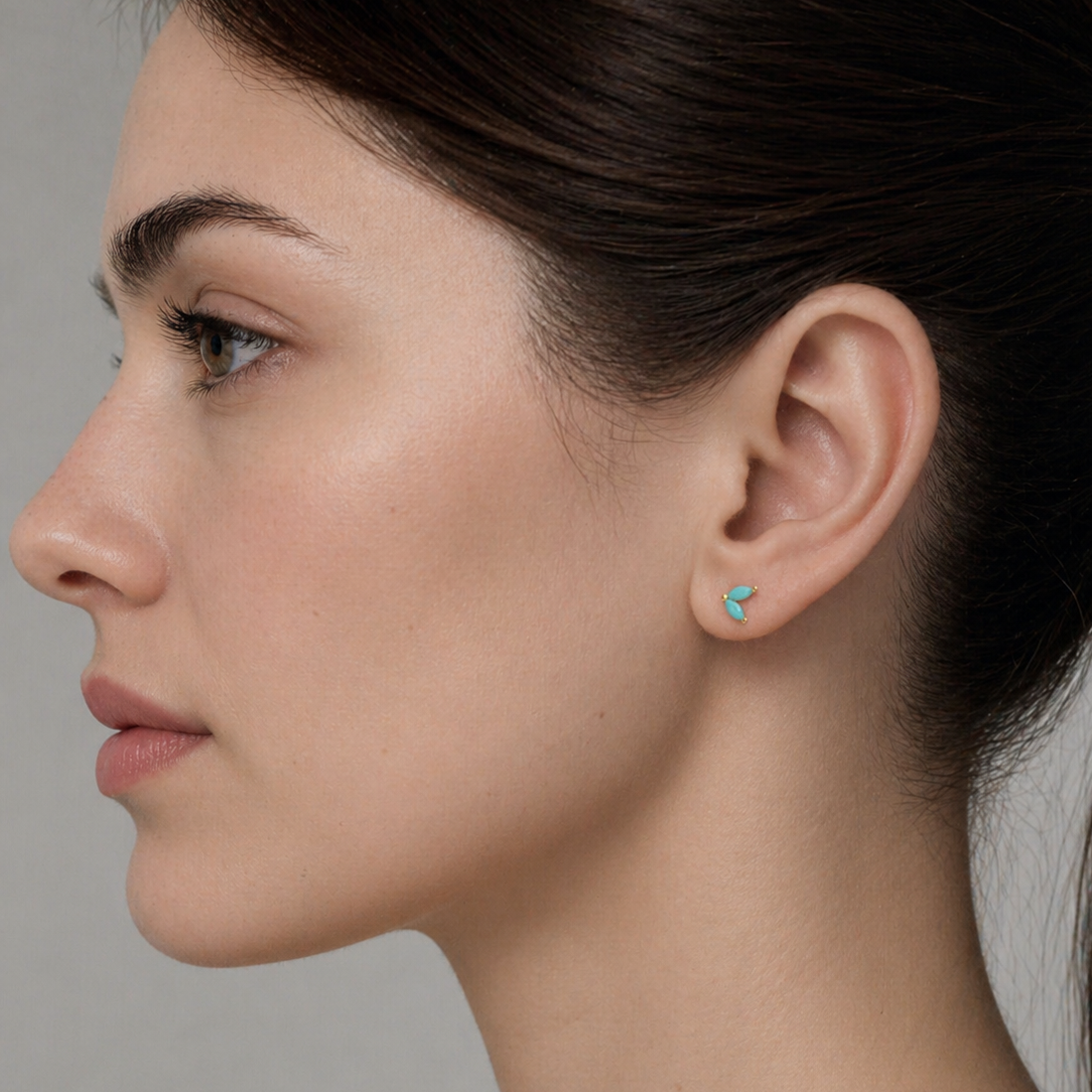 Turquoise Petal Stud Earrings