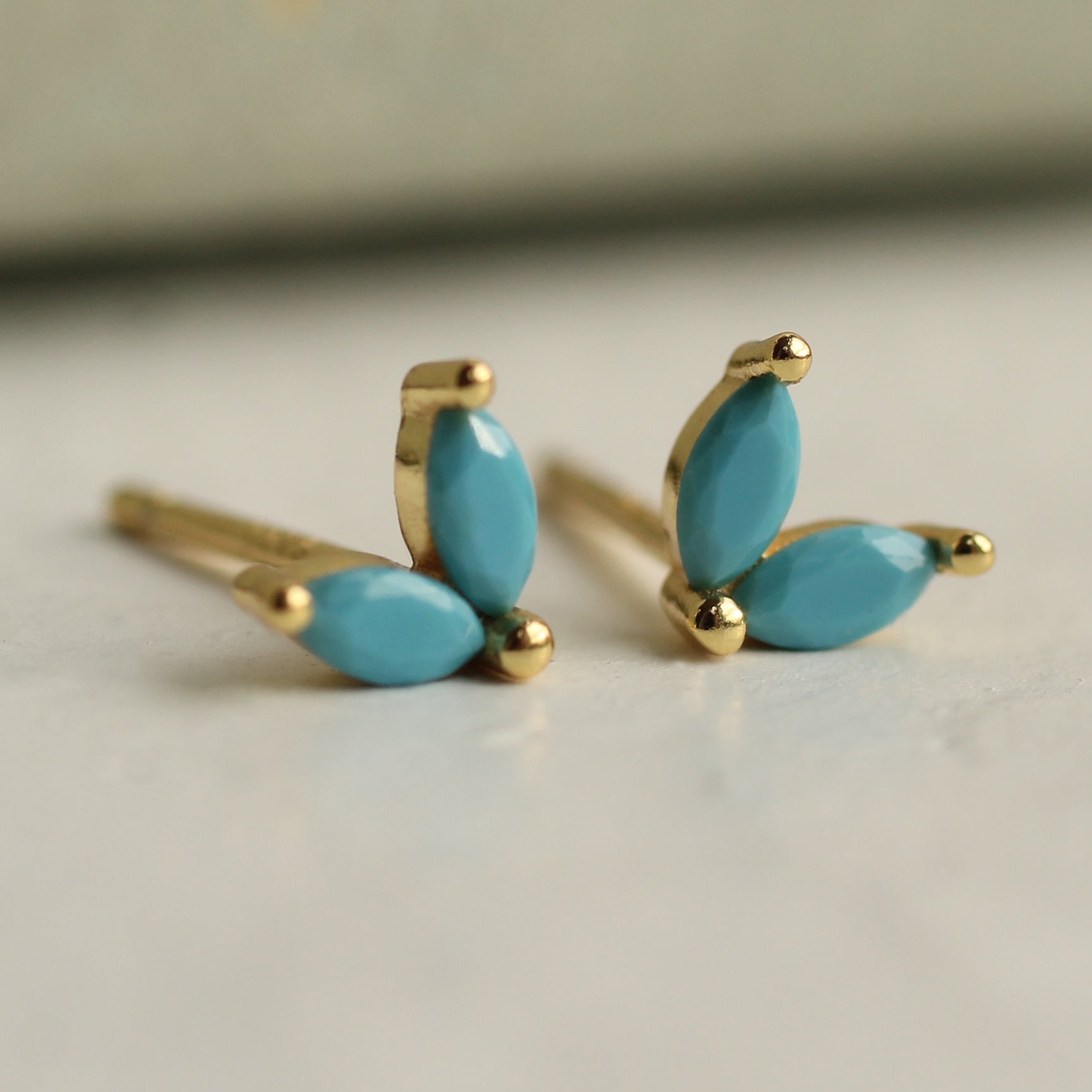 Turquoise Petal Stud Earrings