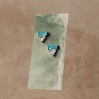 Art Deco Turquoise Pyramid Stud Earrings