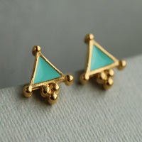 Turquoise Triangle Stud Earrings
